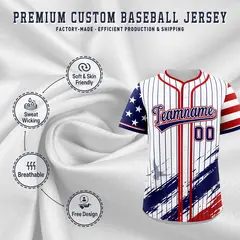 White Graffiti Pattern Independence Day Baseball Jersey 3