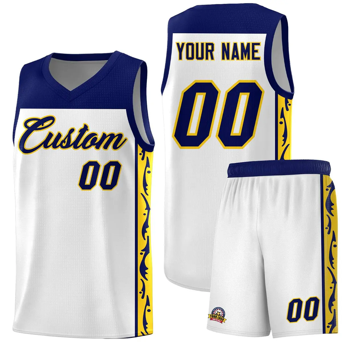 White Graffiti Side Pattern Basketball Jersey