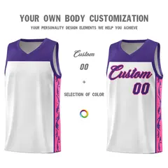 White Graffiti Side Pattern Basketball Jersey 3