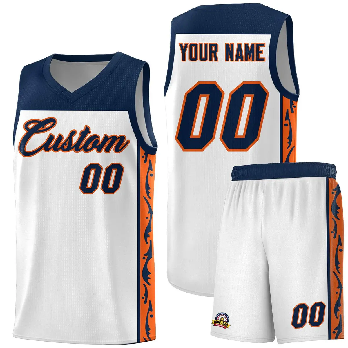White Graffiti Side Pattern Basketball Jersey