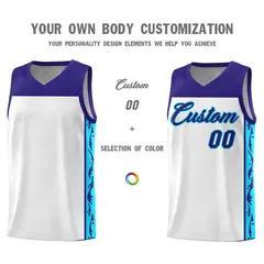 White Graffiti Side Pattern Basketball Jersey 3