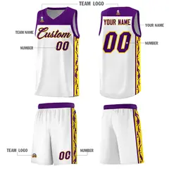 White Graffiti Side Pattern Basketball Jersey 5
