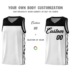 White Graffiti Side Pattern Basketball Jersey 3