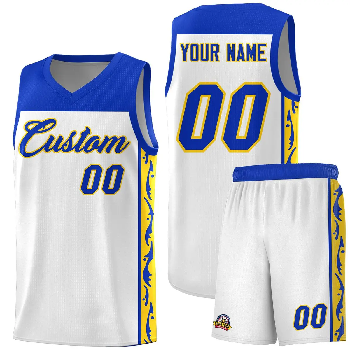 White Graffiti Side Pattern Basketball Jersey