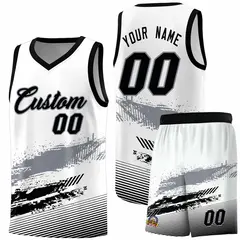 White Gray and Black Graffiti Pattern Basketball Jersey 1
