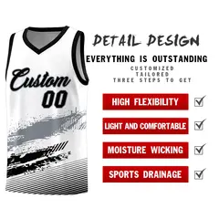 White Gray and Black Graffiti Pattern Basketball Jersey 2
