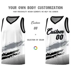 White Gray and Black Graffiti Pattern Basketball Jersey 3