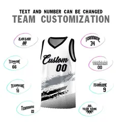 White Gray and Black Graffiti Pattern Basketball Jersey 4