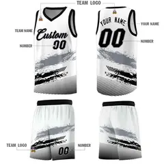 White Gray and Black Graffiti Pattern Basketball Jersey 5