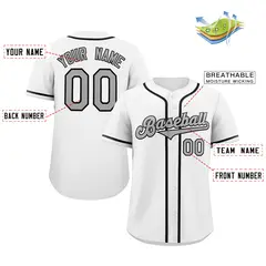 White Gray-Black Classic Authentic Baseball Jersey 2