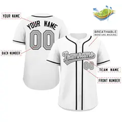 White Gray-Black Classic Authentic Baseball Jersey 2