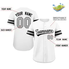 White Gray-Black Classic Authentic Baseball Jersey 2