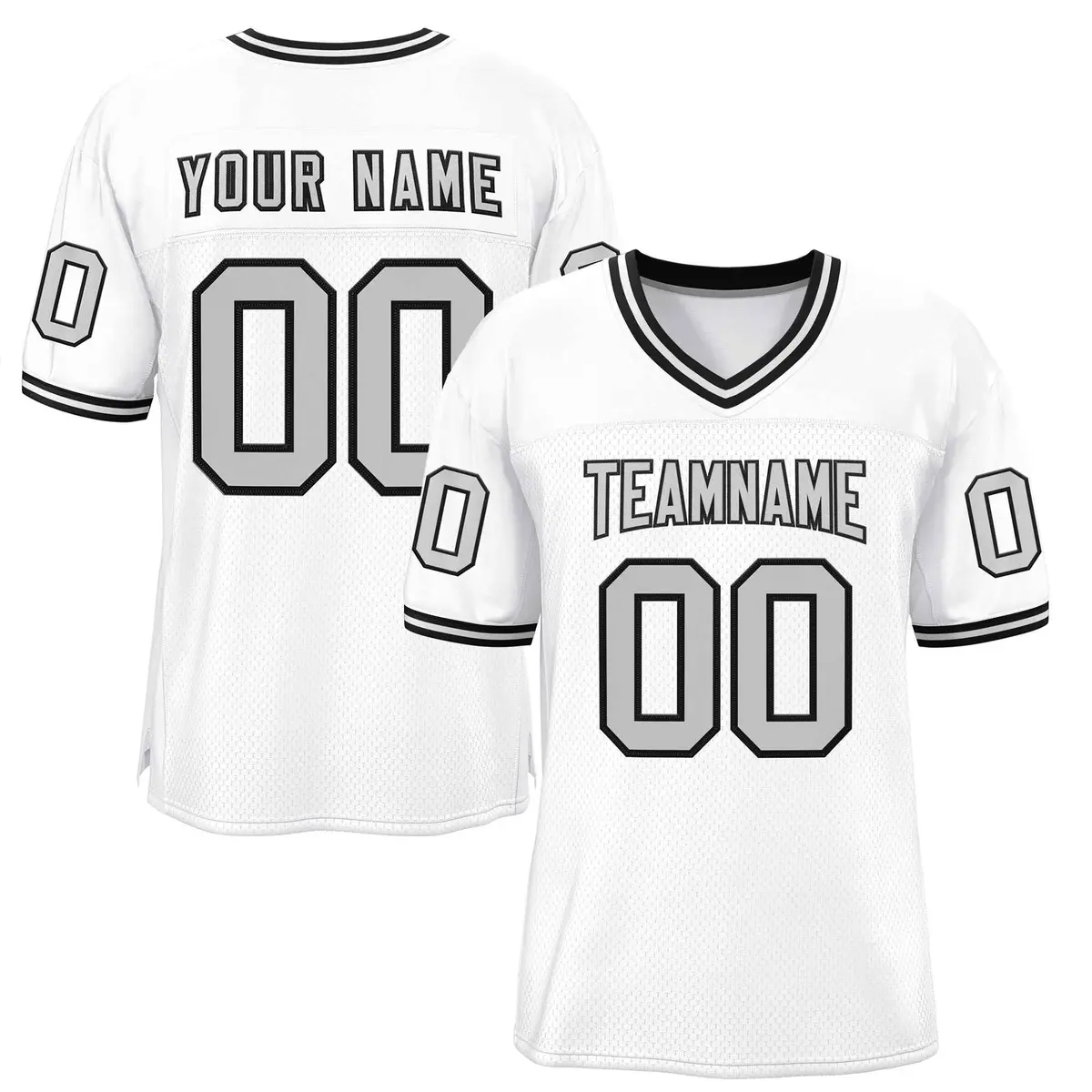 White Gray-Black Classic Style Authentic Football Jersey