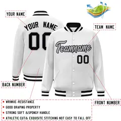 White Gray-Black Classic Varsity Full-Snap Letterman Jacket 2