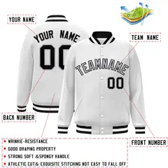 White Gray-Black Classic Varsity Full-Snap Letterman Jacket 2