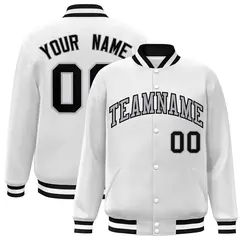 White Gray-Black Classic Varsity Full-Snap Letterman Jacket 1