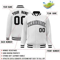 White Gray-Black Classic Varsity Full-Snap Letterman Jacket 2