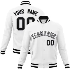 White Gray-Black Classic Varsity Full-Snap Letterman Jacket
