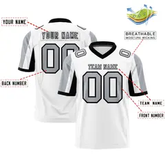 White Gray-Black Color Block Raglan Football Jersey 2