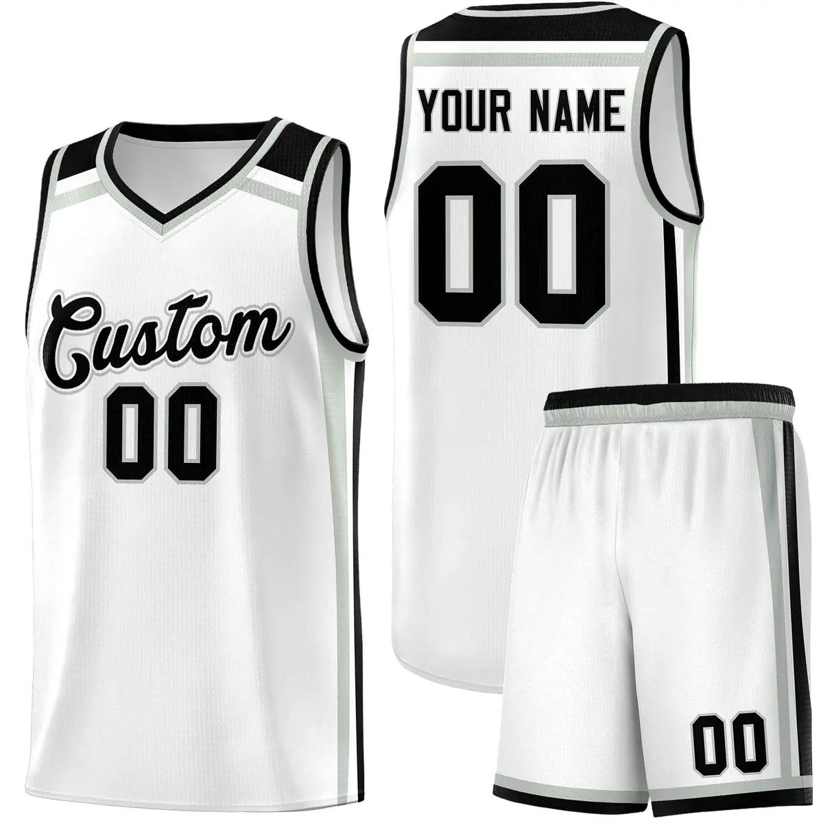 White Gray Black Color Charge Series Basketball Jersey