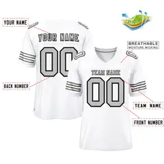 White Gray-Black Mesh Football Jersey 2