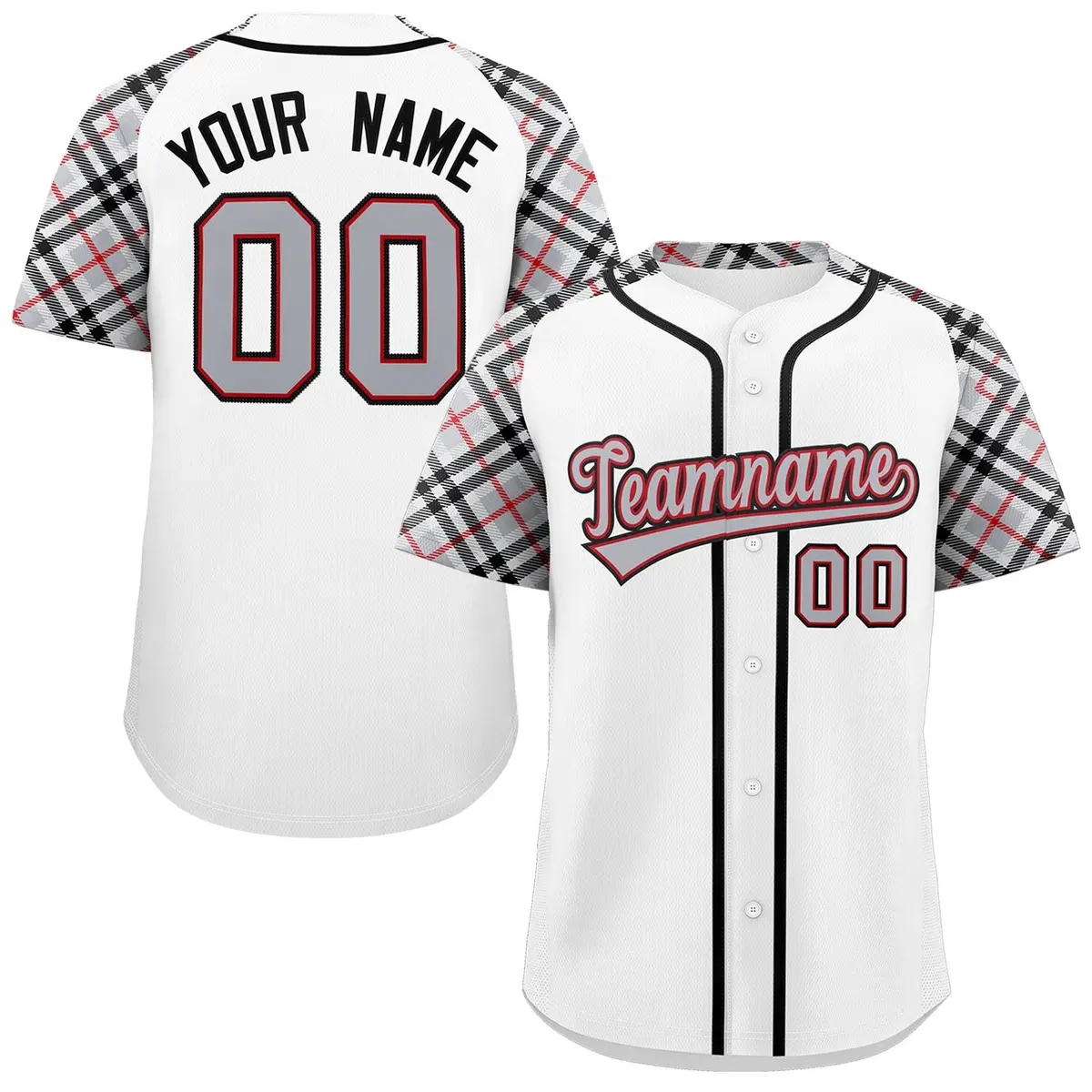 White Gray-Black Raglan Sleeves Authentic Baseball Jersey