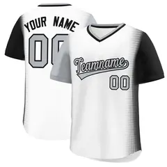 White Gray-Black Raglan Sleeves Pullover Baseball Jersey