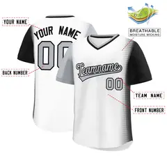 White Gray-Black Raglan Sleeves Pullover Baseball Jersey 2