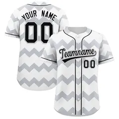 White Gray-Black Ripple Design Authentic Baseball Jersey