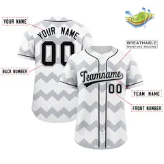 White Gray-Black Ripple Design Authentic Baseball Jersey 2