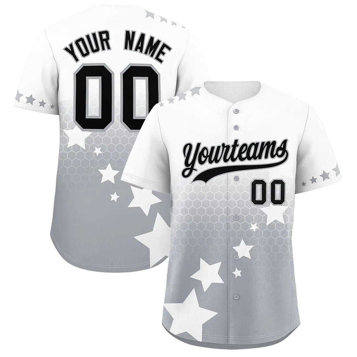 White Gray Black Rising Stars Gradient Baseball Jersey