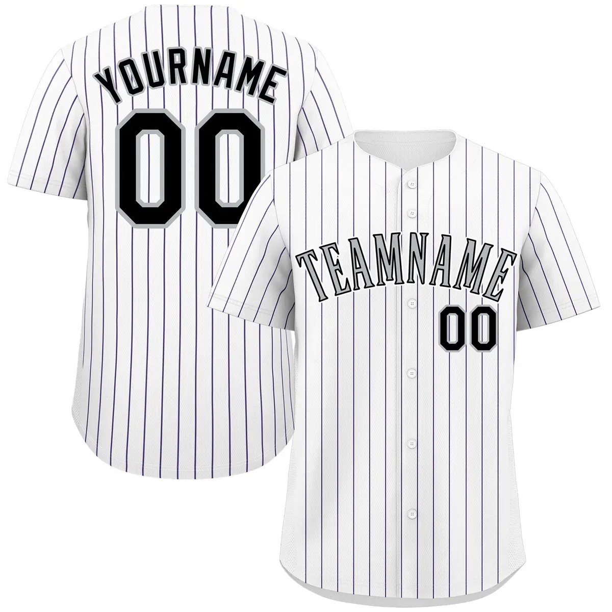 White Gray-Black Stripe Fashion Authentic Baseball Jersey