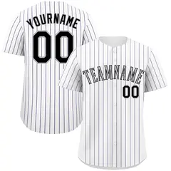 White Gray-Black Stripe Fashion Authentic Baseball Jersey 1