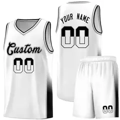 White Gray Black Two Tone Font Basketball Jersey