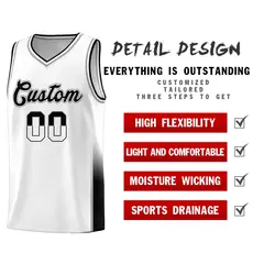 White Gray Black Two Tone Font Basketball Jersey 4