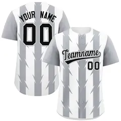 White Gray Blade Pattern Raglan Baseball Jersey