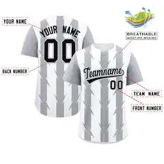 White Gray Blade Pattern Raglan Baseball Jersey 2