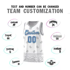 White Gray Cashew Pattern Sports Uniform Basketball Jersey 11