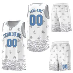 White Gray Cashew Pattern Sports Uniform Basketball Jersey 20