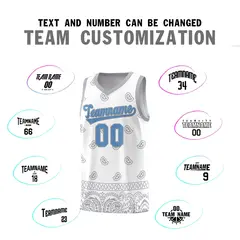 White Gray Cashew Pattern Sports Uniform Basketball Jersey 25