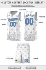 White Gray Cashew Pattern Sports Uniform Basketball Jersey 26