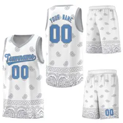 White Gray Cashew Pattern Sports Uniform Basketball Jersey 27