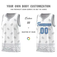 White Gray Cashew Pattern Sports Uniform Basketball Jersey 31