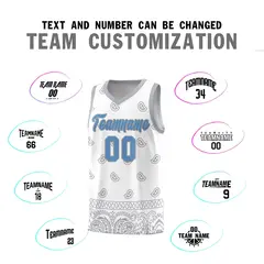 White Gray Cashew Pattern Sports Uniform Basketball Jersey 32