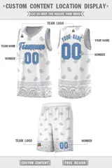 White Gray Cashew Pattern Sports Uniform Basketball Jersey 33