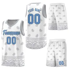 White Gray Cashew Pattern Sports Uniform Basketball Jersey 34