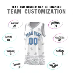 White Gray Cashew Pattern Sports Uniform Basketball Jersey 39