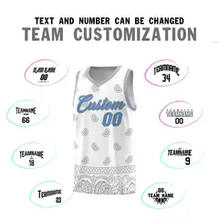 White Gray Cashew Pattern Sports Uniform Basketball Jersey 4