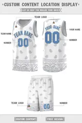 White Gray Cashew Pattern Sports Uniform Basketball Jersey 40