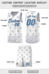 White Gray Cashew Pattern Sports Uniform Basketball Jersey 5